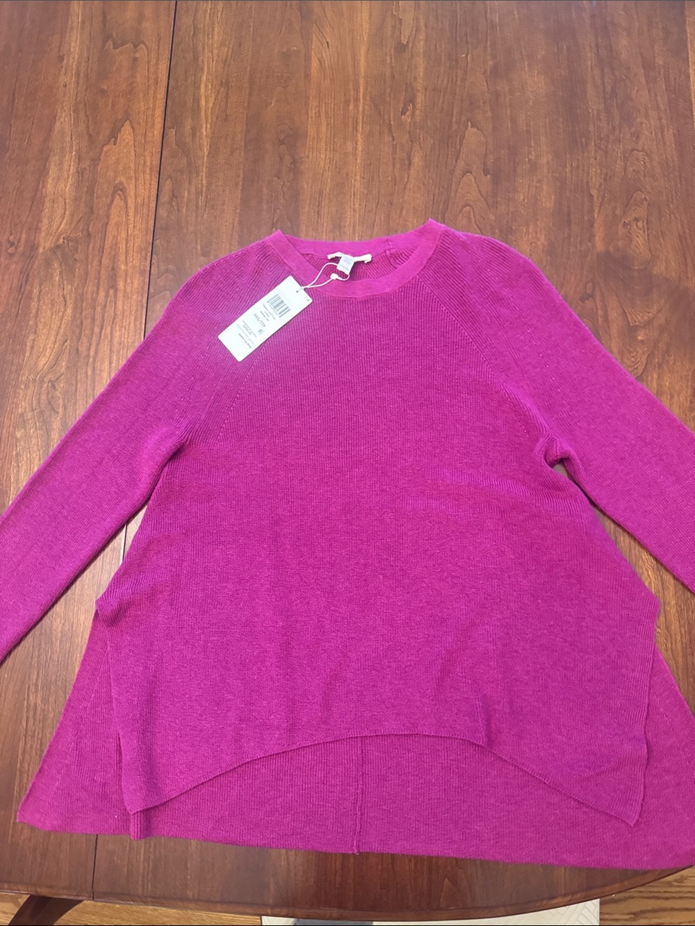 Eileen Fisher Fuchsia Ribbed Knit Organic Cotton Silk Top Sweater Size XXS